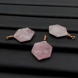 5 PCS Rose Quartz Crystal Hexagon Pendant 20x24mm for Women Necklace Making