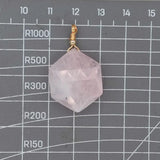 5 PCS Rose Quartz Crystal Hexagon Pendant 20x24mm for Women Necklace Making