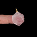 5 PCS Rose Quartz Crystal Hexagon Pendant 20x24mm for Women Necklace Making