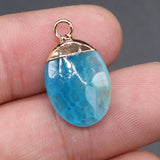 5 PCS Natural Stone Oval Shape Pendants Agates Charms for DIY Jewelry Making