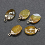 5 PCS Natural Stone Oval Shape Pendants Agates Charms for DIY Jewelry Making