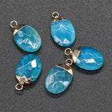 5 PCS Natural Stone Oval Shape Pendants Agates Charms for DIY Jewelry Making
