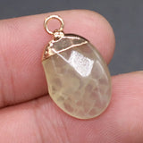 5 PCS Natural Stone Oval Shape Pendants Agates Charms for DIY Jewelry Making