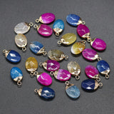 5 PCS Natural Stone Oval Shape Pendants Agates Charms for DIY Jewelry Making