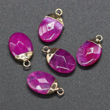 5 PCS Natural Stone Oval Shape Pendants Agates Charms for DIY Jewelry Making