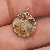 5 PCS Natural Stone Pendants Faceted Oblate Semi-precious Stone Edging Pendant
