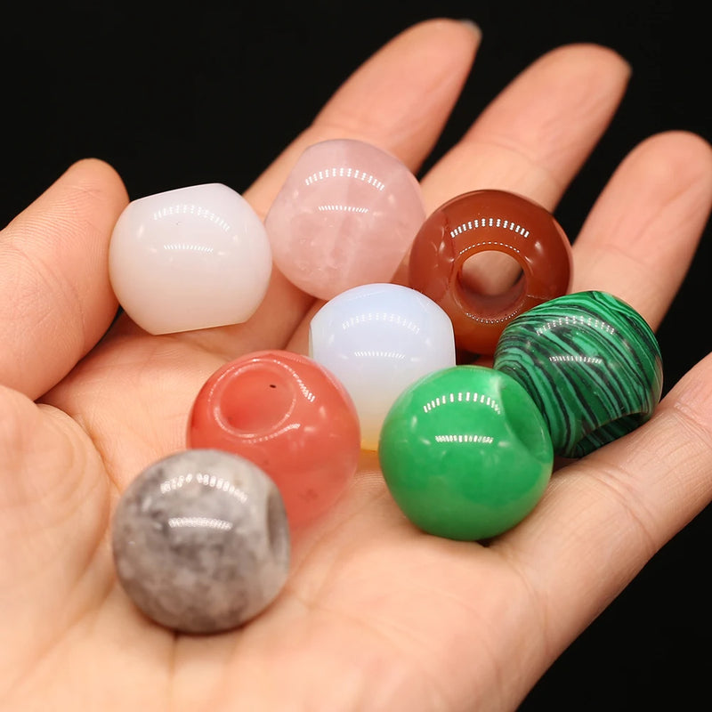 5 PCS Random Natural Stone Pendant Macroporous Beads DIY Jewelry Making