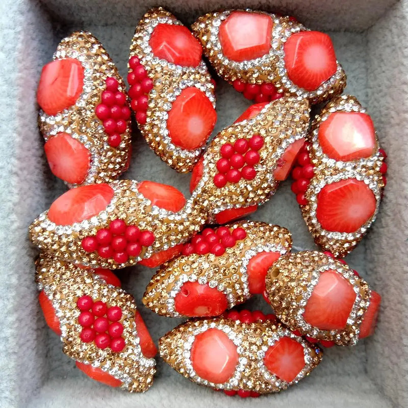 5 PCS Red Orange Coral Loose Beads Spacer Beads DIY