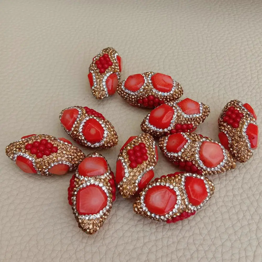 5 PCS Red Orange Coral Loose Beads Spacer Beads DIY