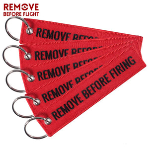 5 PCS Red REMOVE BEFORE FIRING Keychain for Fire Fighters