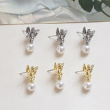 5 PCS Baroque Angel Wings Pearl Stud Earrings S925 Silver DIY Earrings