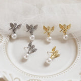 5 PCS Baroque Angel Wings Pearl Stud Earrings S925 Silver DIY Earrings