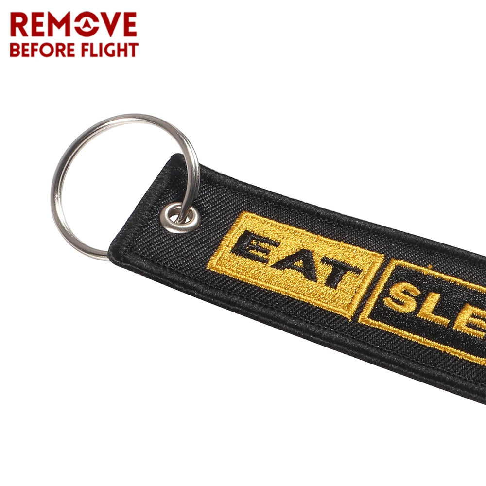 Embroidery Eat Sleep Fly Keychain Aviation Pilot Key Chain