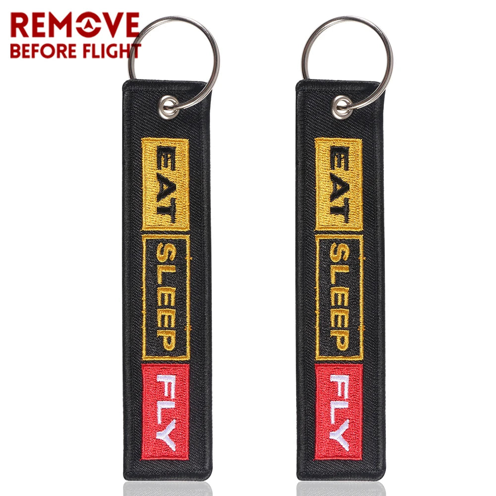 Embroidery Eat Sleep Fly Keychain Aviation Pilot Key Chain