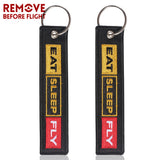 Embroidery Eat Sleep Fly Keychain Aviation Pilot Key Chain