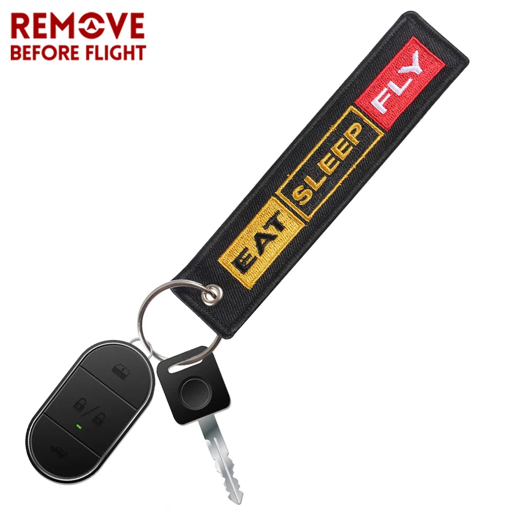 Embroidery Eat Sleep Fly Keychain Aviation Pilot Key Chain