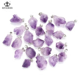 5 PCs Natural Amethyst Stone Pendants Reiki Healing Crystal Chakra Beads