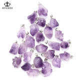 5 PCs Natural Amethyst Stone Pendants Reiki Healing Crystal Chakra Beads