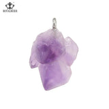 5 PCs Natural Amethyst Stone Pendants Reiki Healing Crystal Chakra Beads