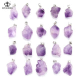 5 PCs Natural Amethyst Stone Pendants Reiki Healing Crystal Chakra Beads