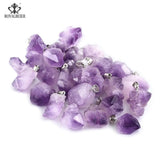 5 PCs Natural Amethyst Stone Pendants Reiki Healing Crystal Chakra Beads