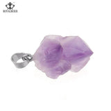 5 PCs Natural Amethyst Stone Pendants Reiki Healing Crystal Chakra Beads