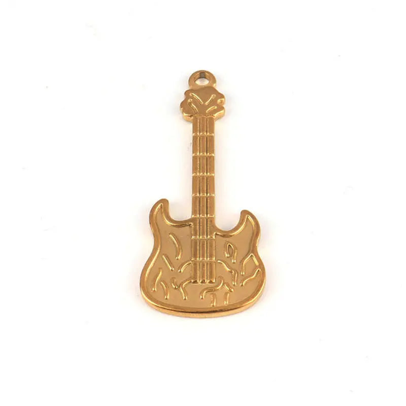 5 Pack Stainless Steel Guitar Oil Pendants DIY Jewelry Accessories