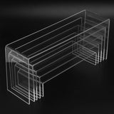 Clear Acrylic Display Risers Set of 5 Sizes, Jewelry Cake Showcase Fixtures