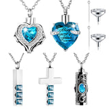 Heart Cross Cylinder Urn Necklace for Ashes Cremation Jewelry Pendant