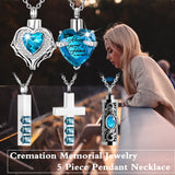 Heart Cross Cylinder Urn Necklace for Ashes Cremation Jewelry Pendant
