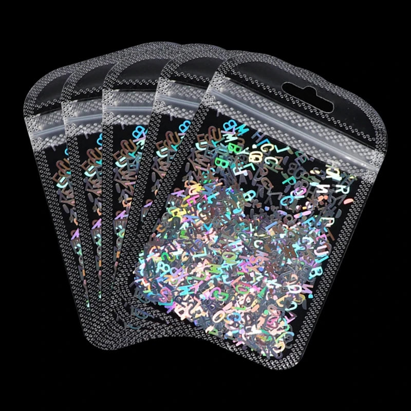 5 Packs Alphabet Letters Sequins Epoxy Resin Silicone Mold Fillings DIY Crafts