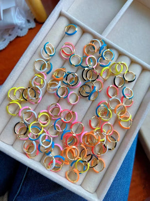 5 Pairs 16mm Candy Enamel Hoop Earrings Women Earrings Huggie