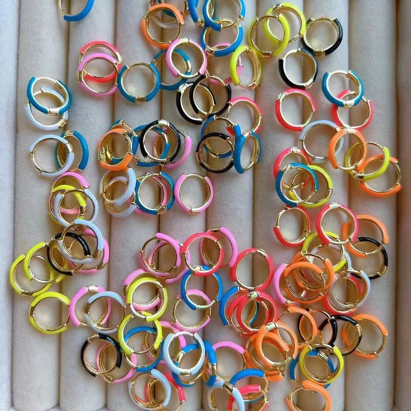 5 Pairs 16mm Candy Enamel Hoop Earrings Women Earrings Huggie