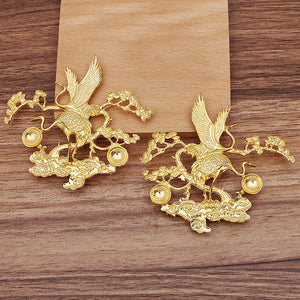 5 Pairs Alloy Red-crowned Crane Headwear Accessories
