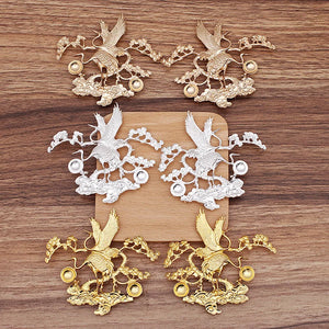5 Pairs Alloy Red-crowned Crane Headwear Accessories