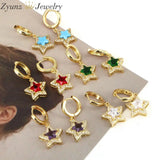 5 Pairs Crystal Zirconia Stars Hoop Earrings For Women CZ Stars Earrings Jewelry