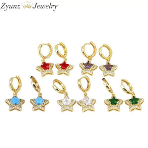 5 Pairs Crystal Zirconia Stars Hoop Earrings For Women CZ Stars Earrings Jewelry