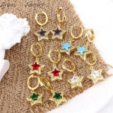 5 Pairs Crystal Zirconia Stars Hoop Earrings For Women CZ Stars Earrings Jewelry