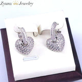 Heart Drop Earrings CZ Crystal Zircon Dangle for Women Party Gift