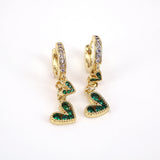 5 Pairs CZ Zirconia Hoop Earrings Love Peach Heart Crystal Vintage Jewelry