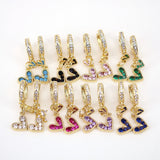 5 Pairs CZ Zirconia Hoop Earrings Love Peach Heart Crystal Vintage Jewelry