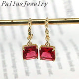 Fashion Square Designs Crystal Hoops Earrings CZ Jewelry For Girls