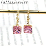 Fashion Square Designs Crystal Hoops Earrings CZ Jewelry For Girls