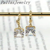 Fashion Square Designs Crystal Hoops Earrings CZ Jewelry For Girls