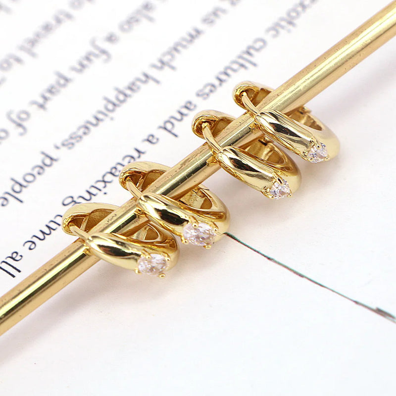 Cubic Zircon Small Hoop Earrings - Minimalist Circle Hoops for Women