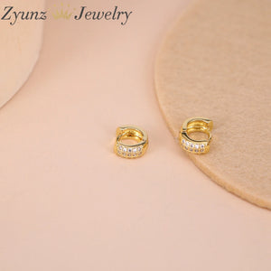 5 Pairs Clear Zircon Mini Hoop Earrings