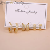 5 Pairs Clear Zircon Mini Hoop Earrings