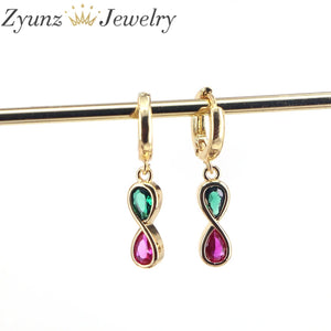 Colorful Hoop Earrings 8-shaped Drop Earrings for Women Wedding Party Gift