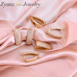 CZ Pave Triangle Hoop Earrings, Chunky Geometric Minimalist Thick Hoop
