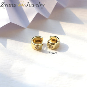 Heart Hoop Earrings, CZ Micro Pave Cross Earrings, Hoop Huggie Earrings